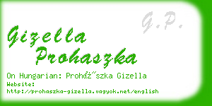 gizella prohaszka business card